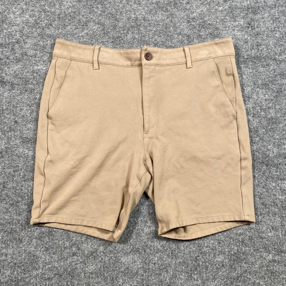 True‎ Classic Khaki Tan Chino Shorts Mens Size 34 Stretch Rayon Nylon TCT4807